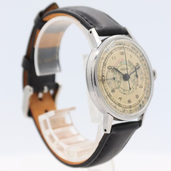 Vintage 35mm Lemania 3854 Military Men's Chronograph Wristwatch CH27 Steel - Picture 3 of 6